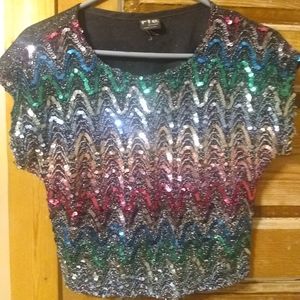 Vintage Rio Rainbow Sequin top